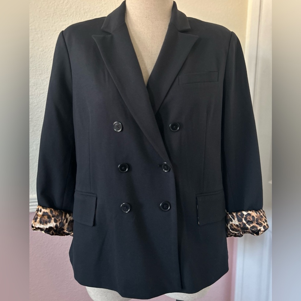 Double-Breasted Blazer Leopard ๐๐Lining NWOT